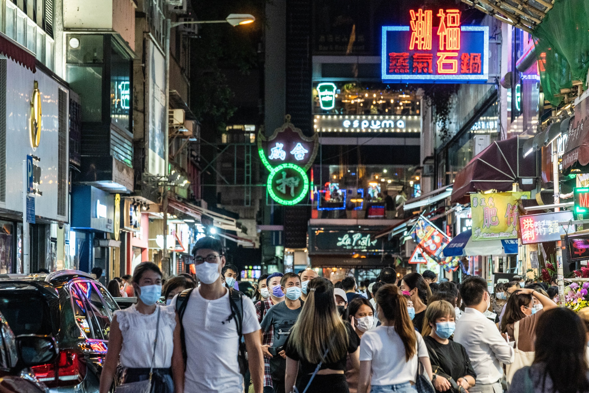 Restaurant and Retail Districts as Hong Kong Eases Covid Restrictions