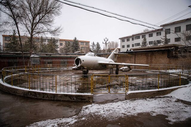 An old Mig fighter jet in the town center was a relic of the former days of the Communist struggle. Now the whole city is.