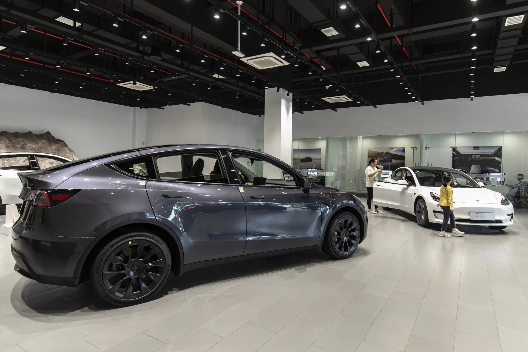 A Tesla showroom in Shanghai.