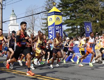 relates to Ethiopia's Sisay Lemma wins Boston Marathon in runaway. Kenya's Hellen Obiri repeats in women's race