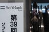 A sign is displayed at the entrance of the SoftBank Group Corp. annual general meeting in Tokyo, Japan.