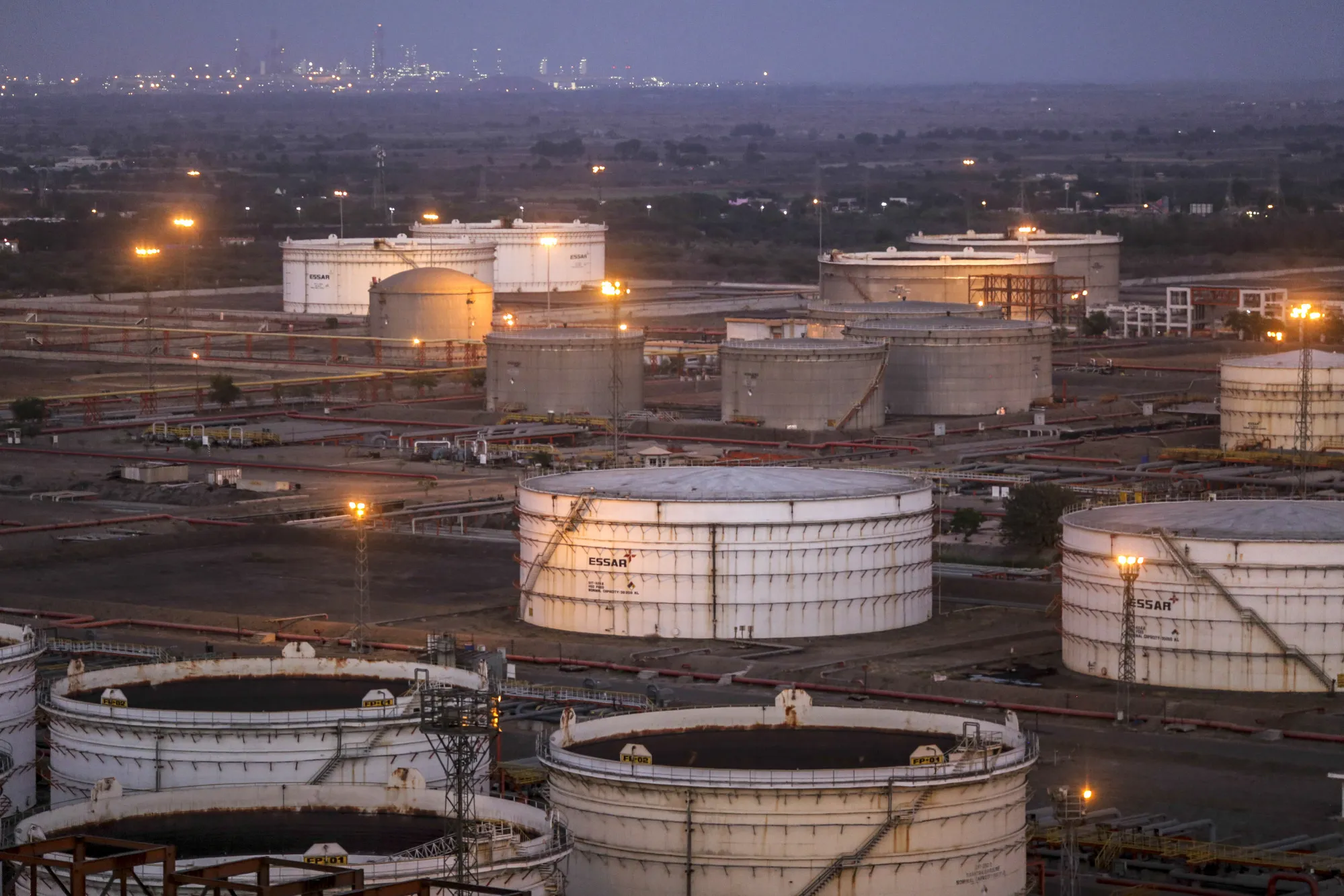 Storage tanks, part owned by Trafigura, in India.