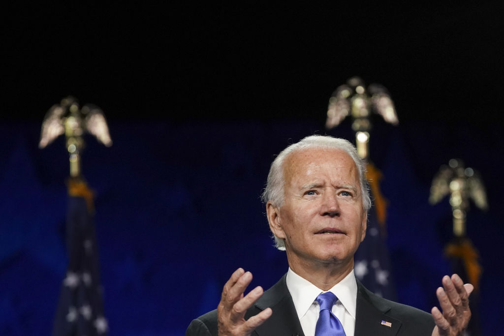Former Vice President Joe Biden, Democratic presidential nominee, speaks during the Democratic National Convention.