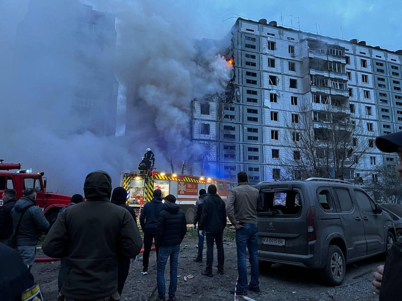 A damaged residential building in Uman, Cherkasy, on April 28.