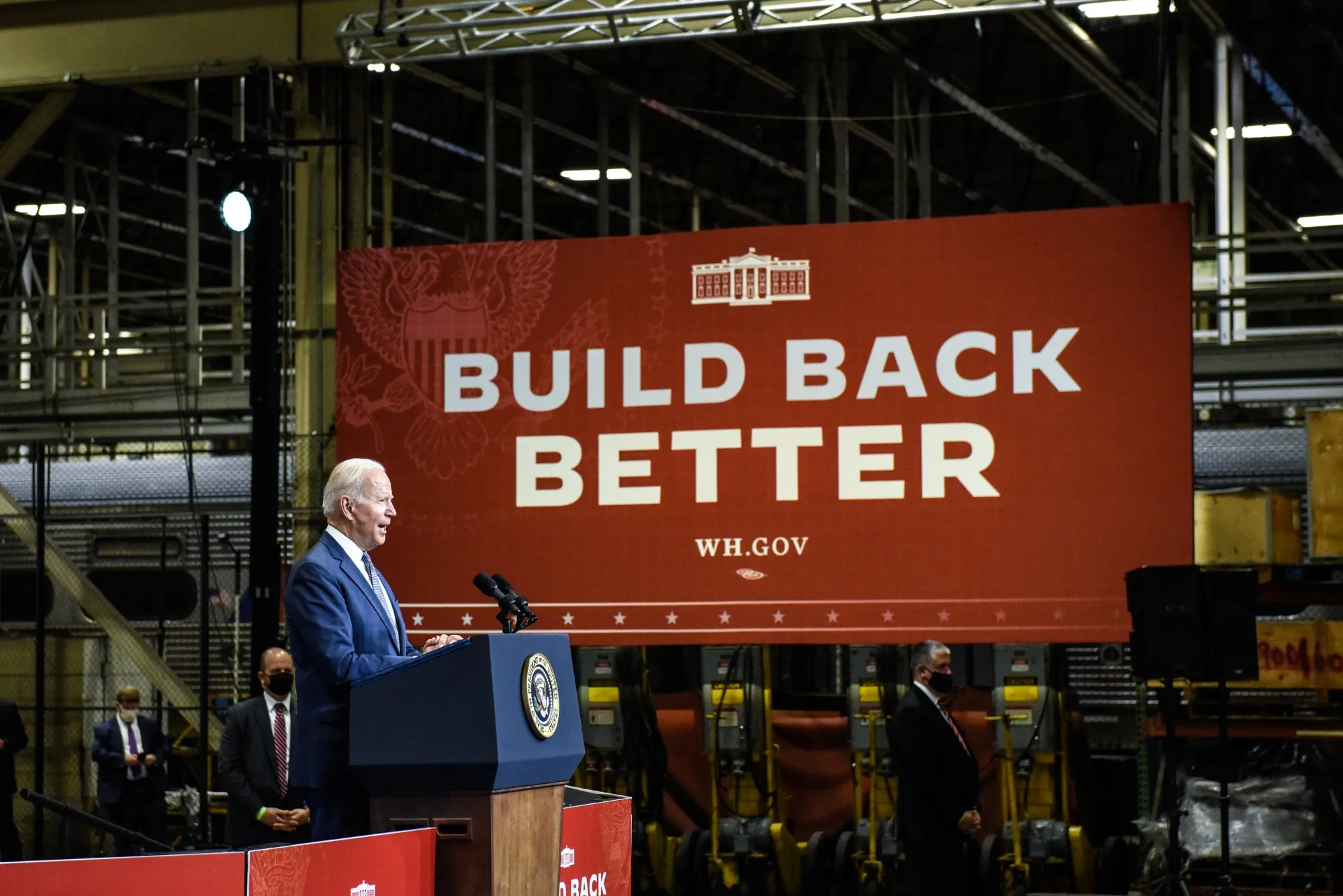 Joe Biden at the NJ Transit Meadowlands Maintenance Complex in Kearny, New Jersey, on Oct. 25.