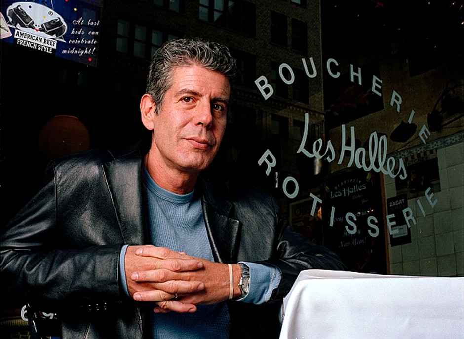 Bourdain in 2001, when he was still the chef-owner of Les Halles in New York City. 