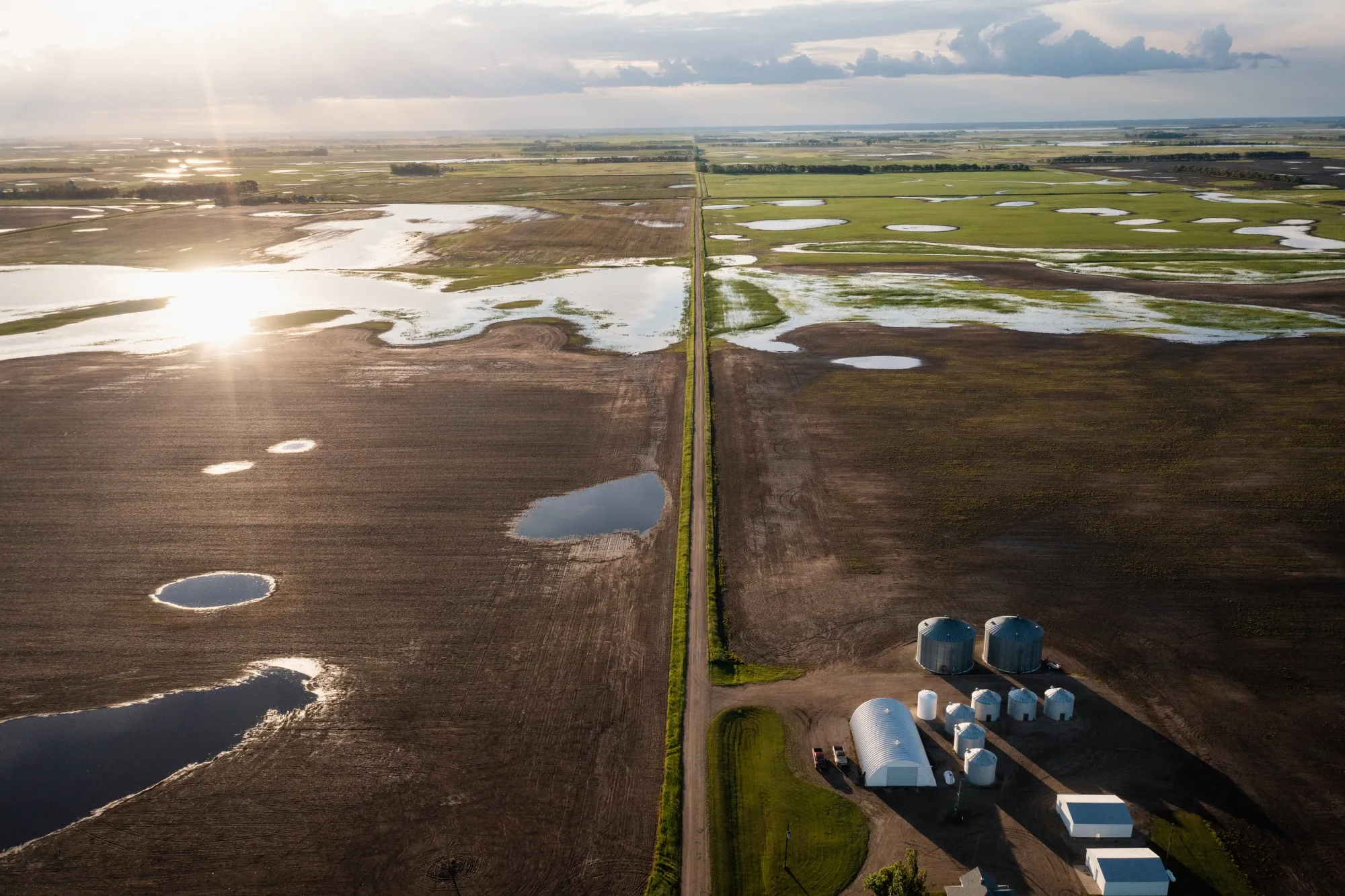Flooded crop fields outside Wimbledon, North Dakota.