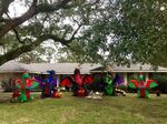 Diana Rowland's Louisiana home's front lawn is decorated with five dragons—with six dragon heads between them.