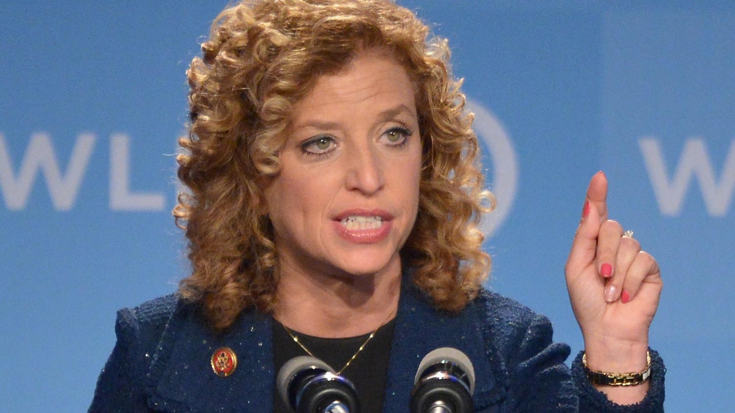 Democratic National Committee (DNC) Chair, Representative Debbie Wasserman Schultz, Democrat of Florida, speaks at the DNC's Leadership Forum Issues Conference in Washington, DC, on September 19, 2014.
