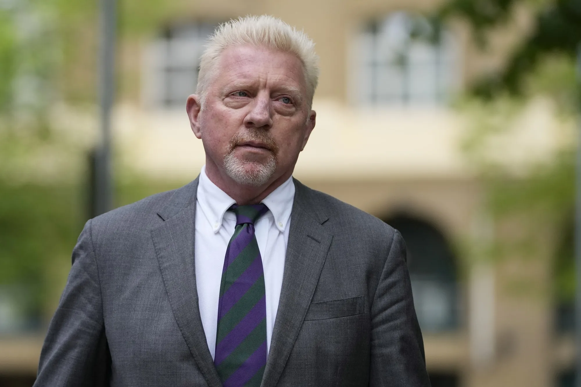 Former tennis player Boris Becker arrives at Southwark Crown Court in London, Friday, April 29, 2022. Fresh out of prison for bankruptcy offenses, tennis great Boris Becker is heading for the limelight again. German broadcaster SAT.1 was due Tuesday to air the first interview with Becker since his release, quoting the 55-year-old saying his jail time had taught him “a hard lesson, a very expensive one, a very painful one.” (AP Photo/Frank Augstein, File)