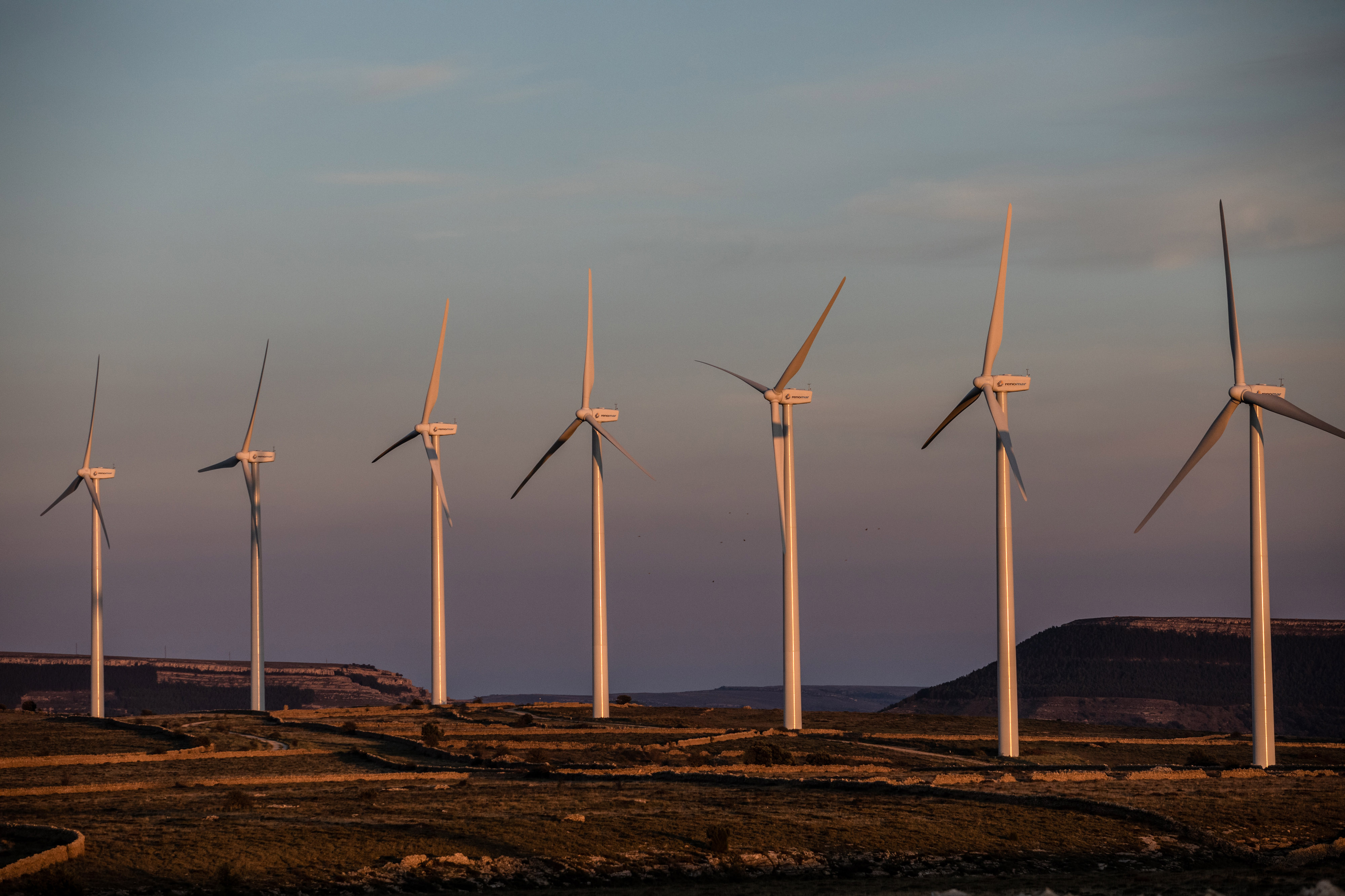 Turbines&nbsp;at the Energias Renovables Mediterraneas,&nbsp;S.A. (Renomar) Folch wind farm in Villafranca del Cid, Spain, in October&nbsp;2021.&nbsp;