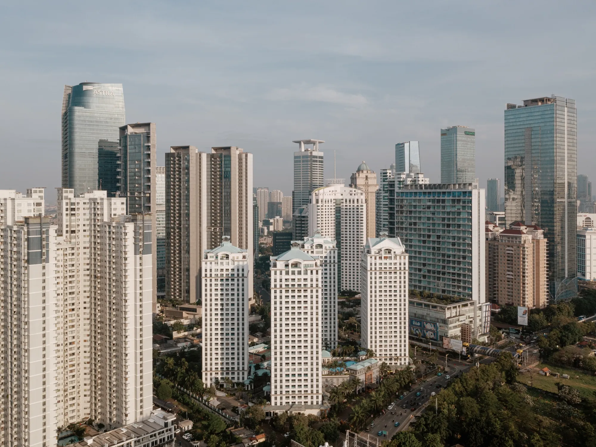 Buildings in the central business district in Jakarta.