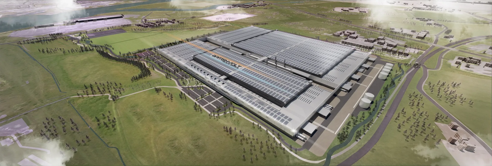 A rendering of the proposed Britishvolt Ltd. battery factory.