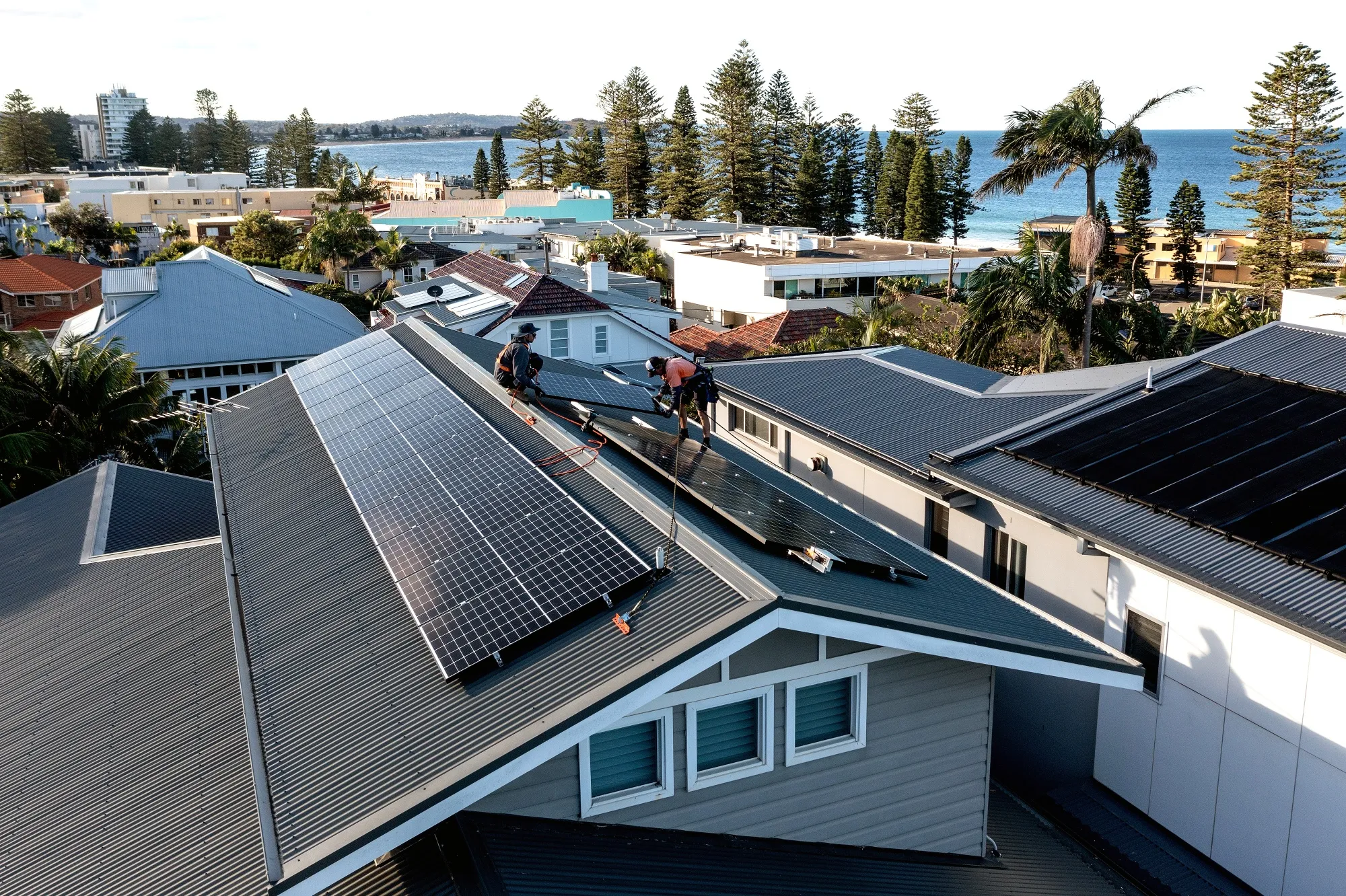 Solar panels on the rooftop of a residential property in Sydney, Australia.