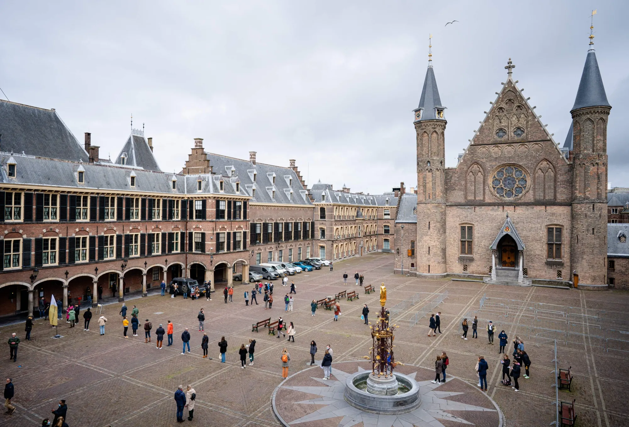 People wait in line at the&nbsp;Dutch Senate in The Hague.