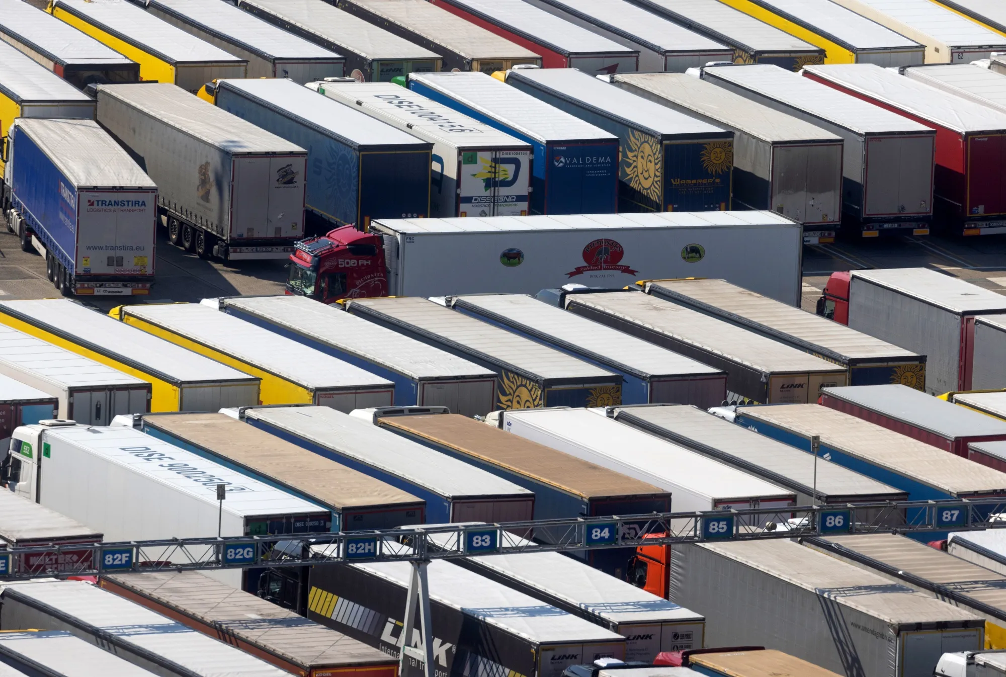 Trucks&nbsp;at the Port of Dover&nbsp;in Dover, UK.