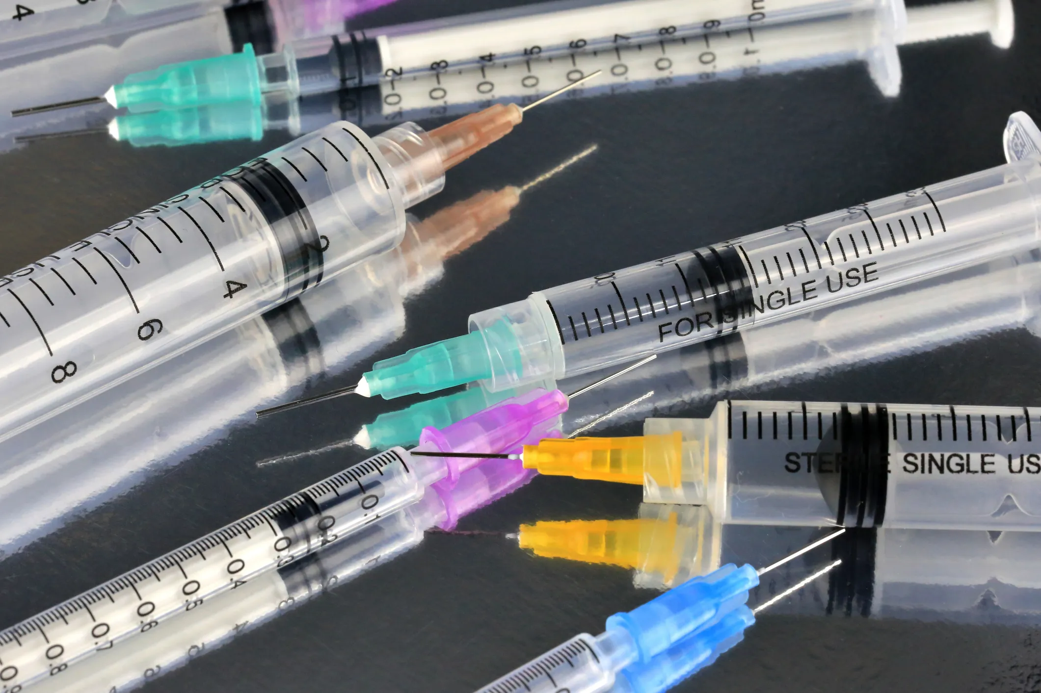 Variety of medical Syringes with Hypodermic needles