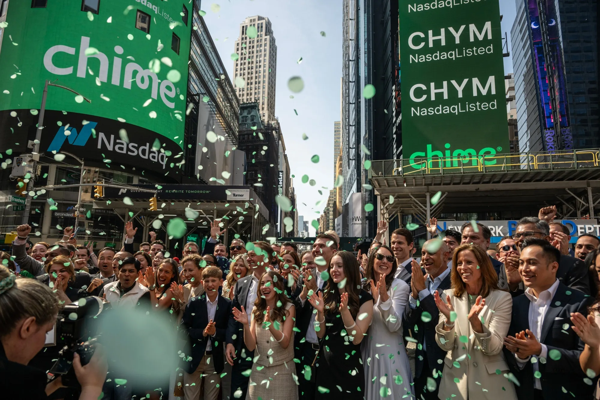 The Chime Financial initial public offering at the Nasdaq MarketSite in New York in June.&nbsp;