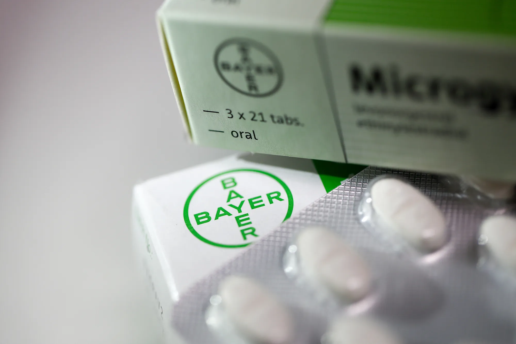 Contraceptive pills, produced by Bayer AG, in London.
