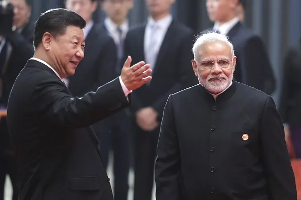 Modi and Chinese President Xi Jinping two years ago. Tensions are rising.