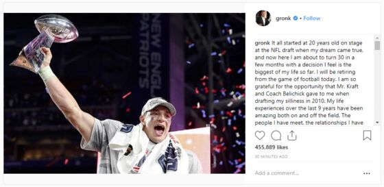 Rob Gronkowski Says He's Retiring From Football Today