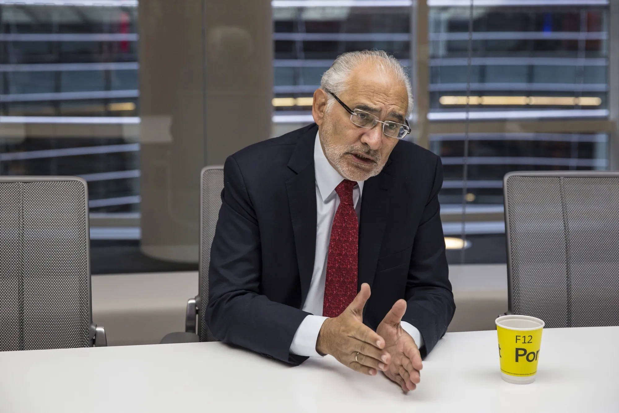 Carlos Mesa,  presidential candidate for Bolivia, speaks during an interview in New York.