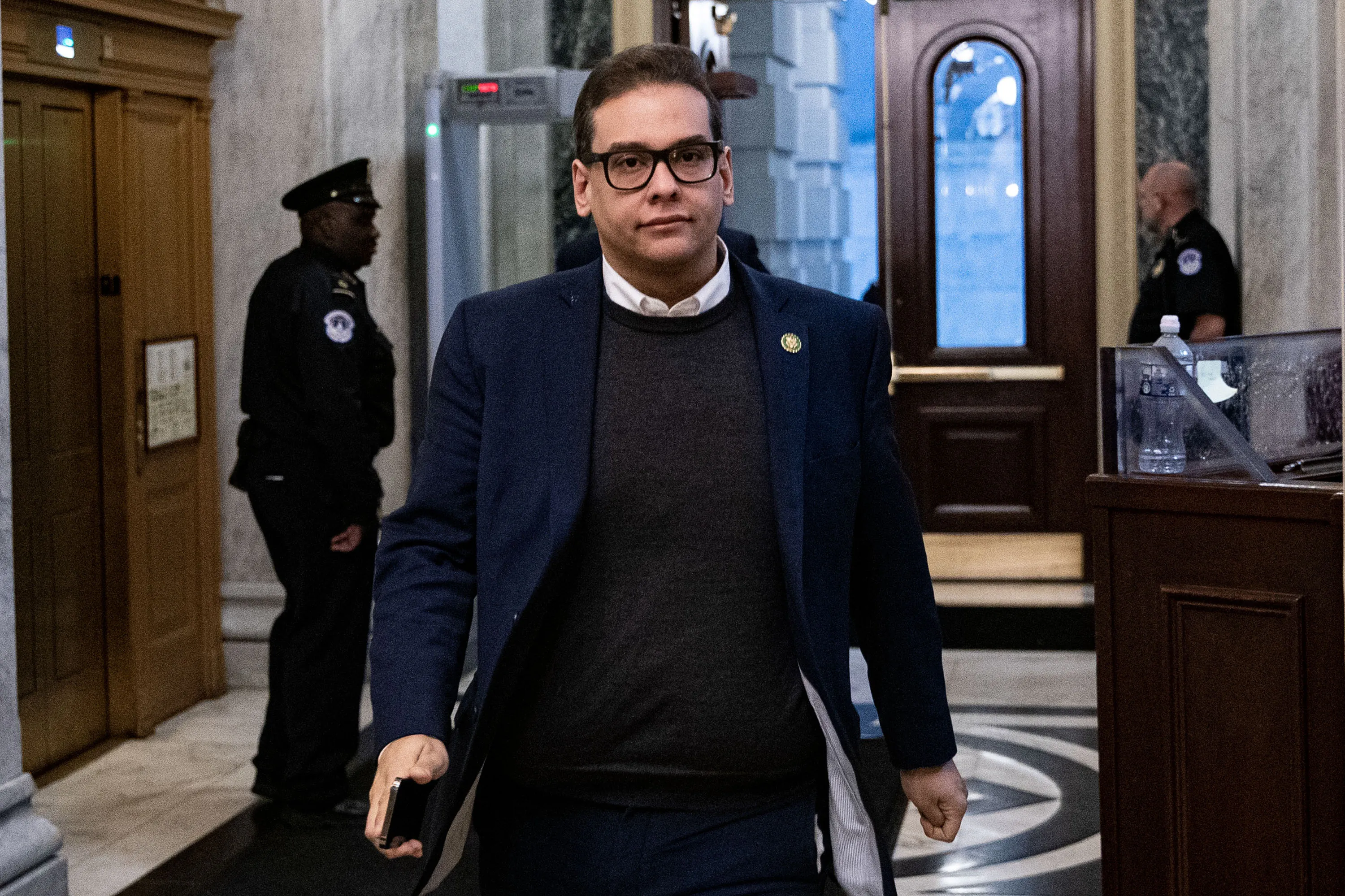 George Santos arrives for a vote at the US Capitol in Washington, DC, on Jan. 31. 