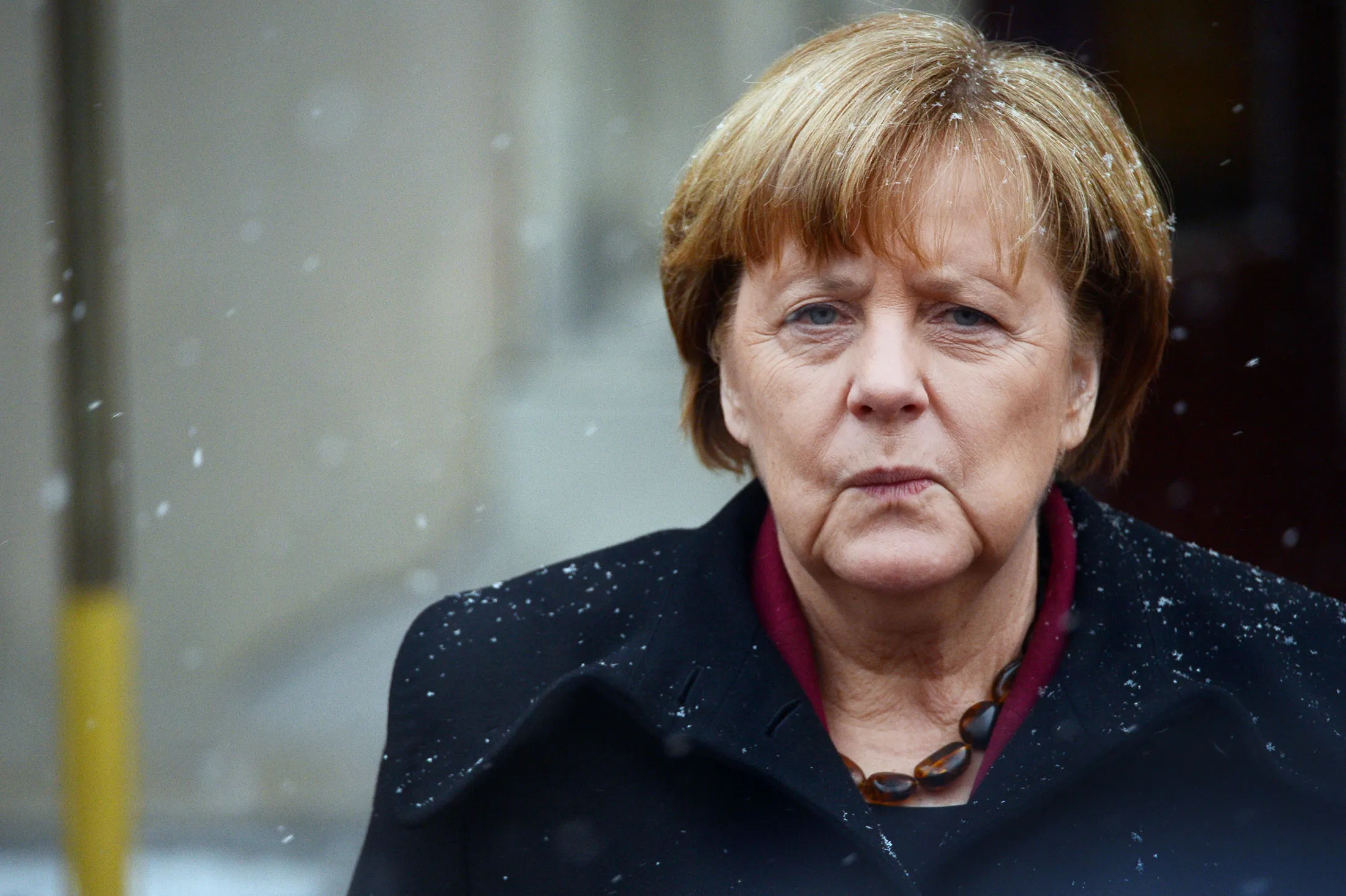 German Chancellor Angela Merkel in Warsaw in February