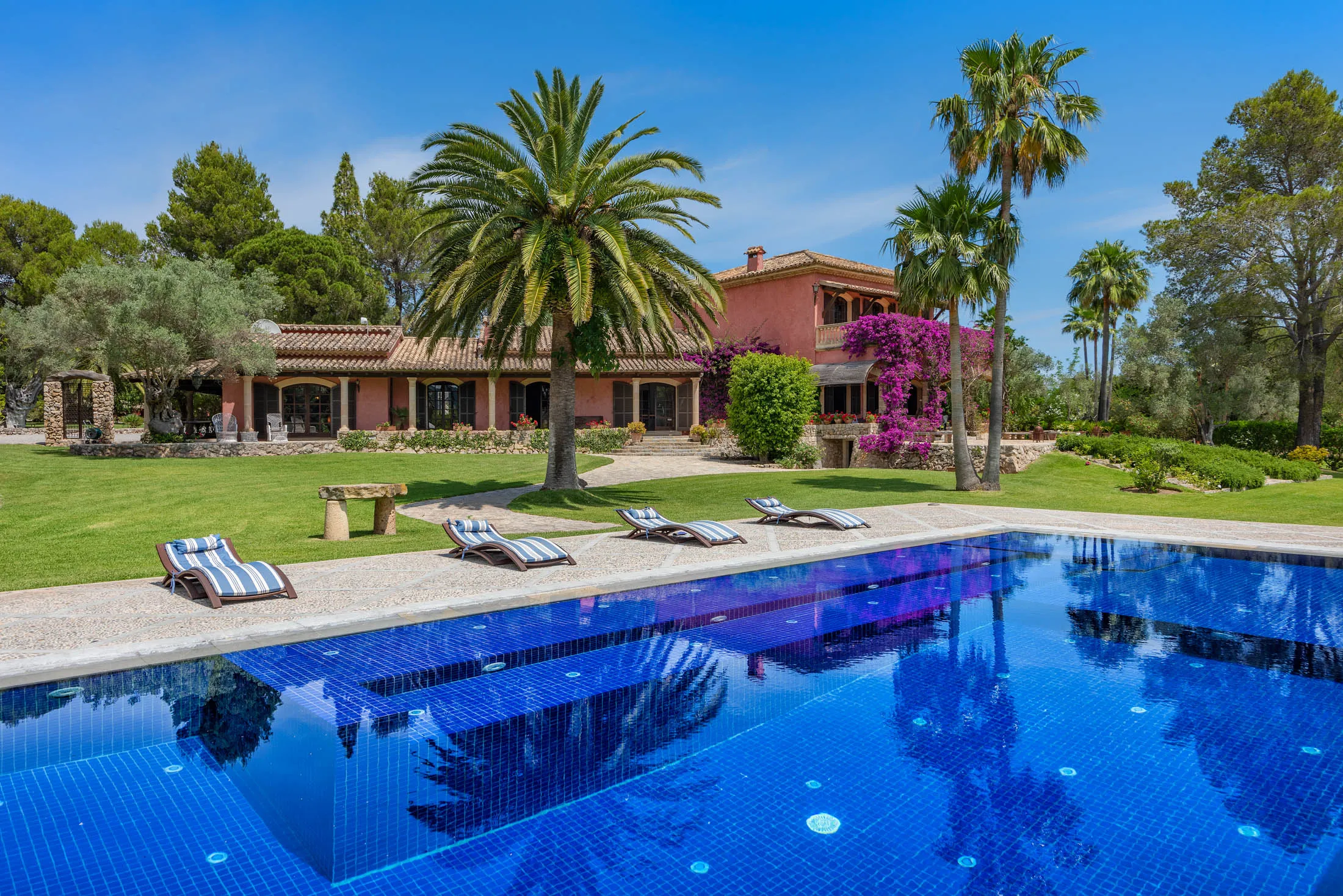 The exterior of a five-bedroom country home in Pollensa listed for €5.5 million.