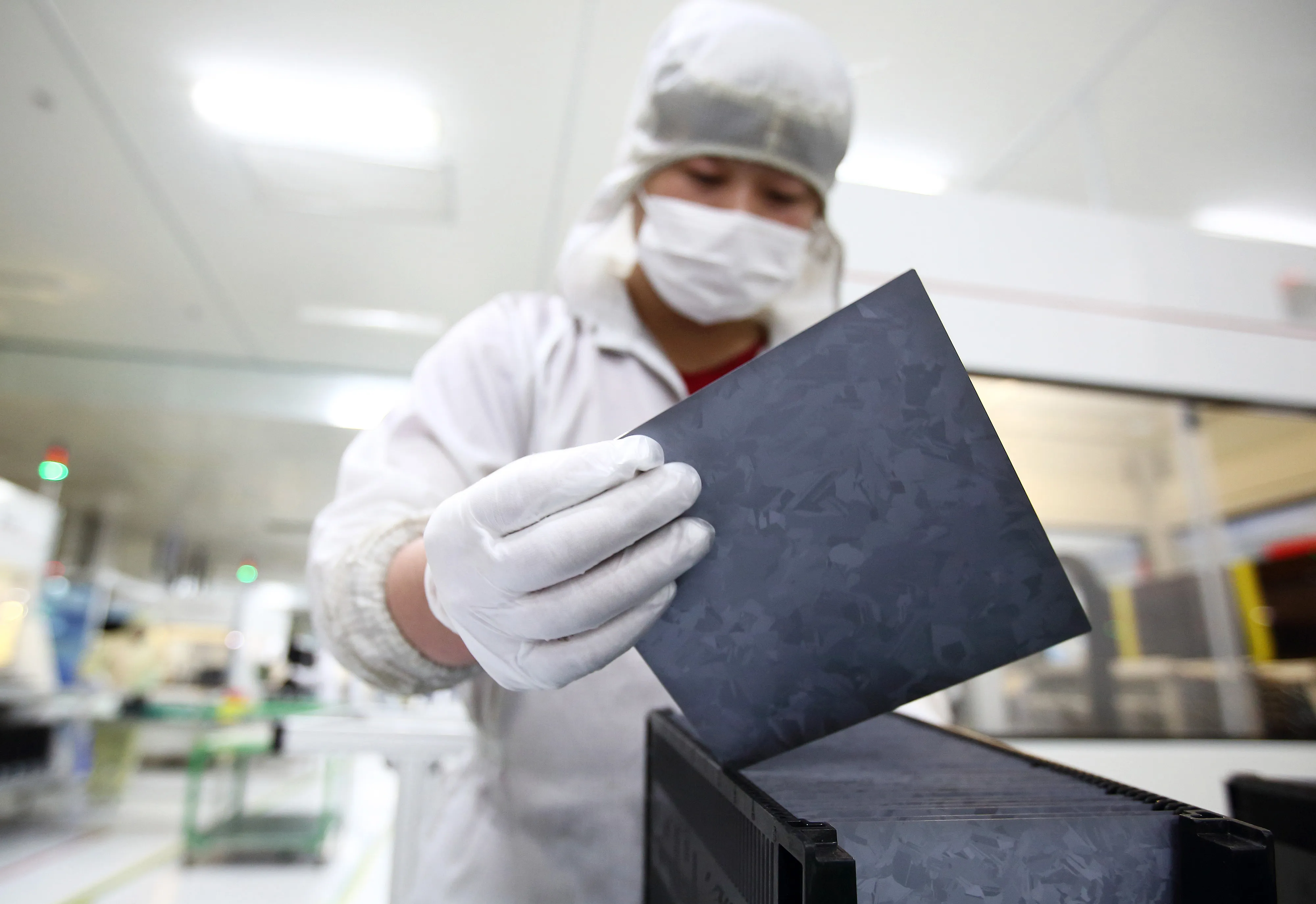 Solar Cell Production Inside A Trina Solar Ltd. Photovoltaics Plant
