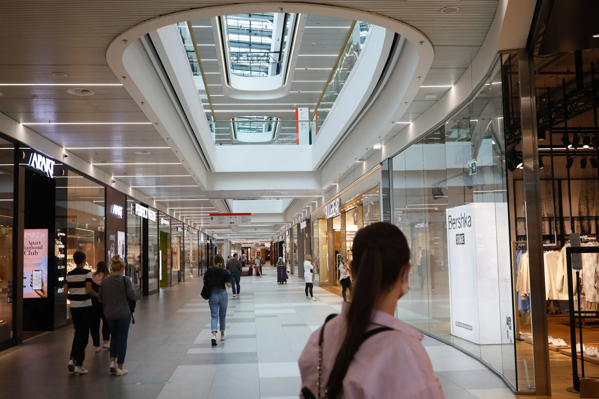 Shoppers inside a shopping mall in Warsaw, Poland.