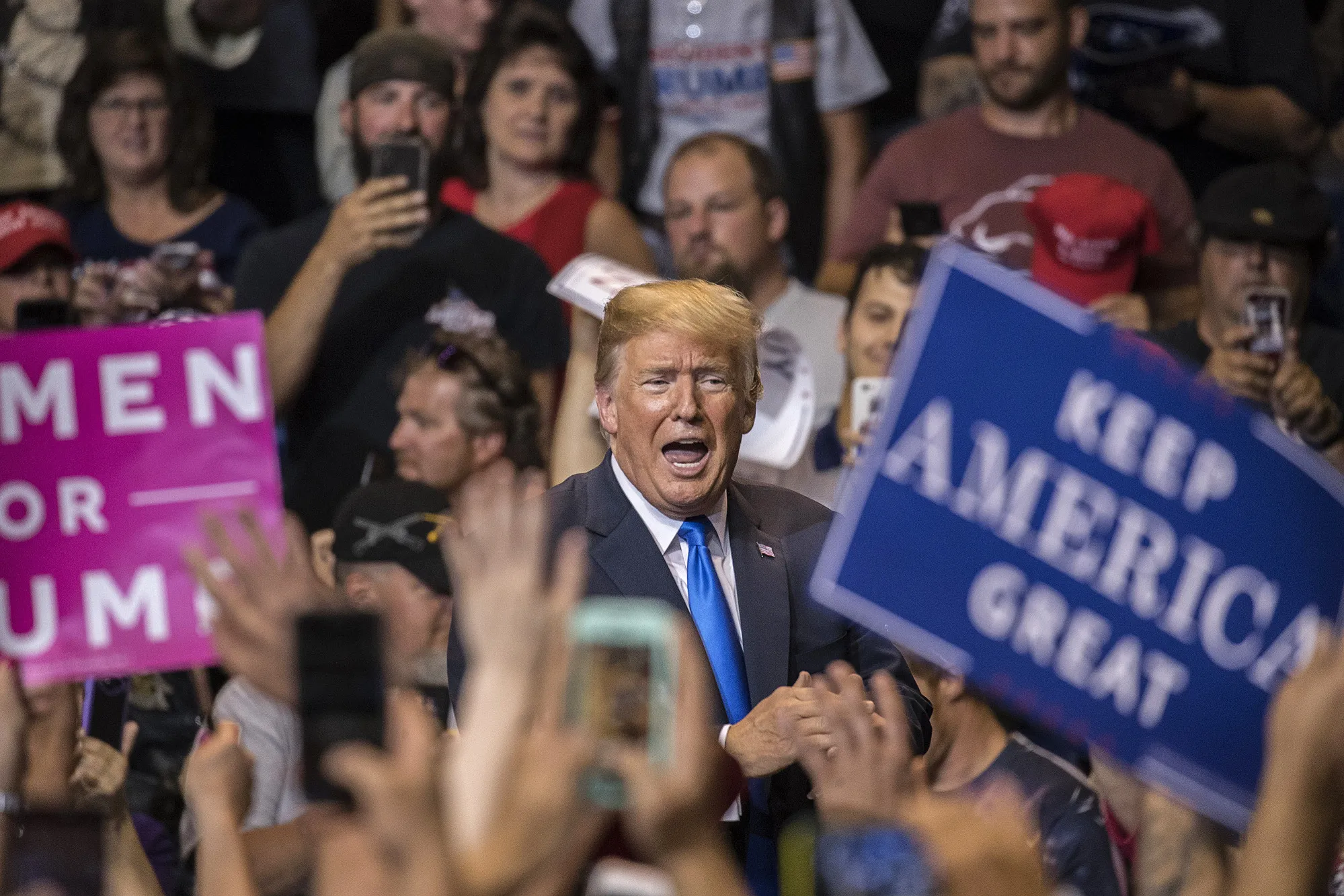 Donald Trump speaks at a rally in Wilkes-Barre, Pennsylvania in 2018.
