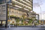 An architect's illustration shows St. John's Terminal space at 550 Washington Street in New York.