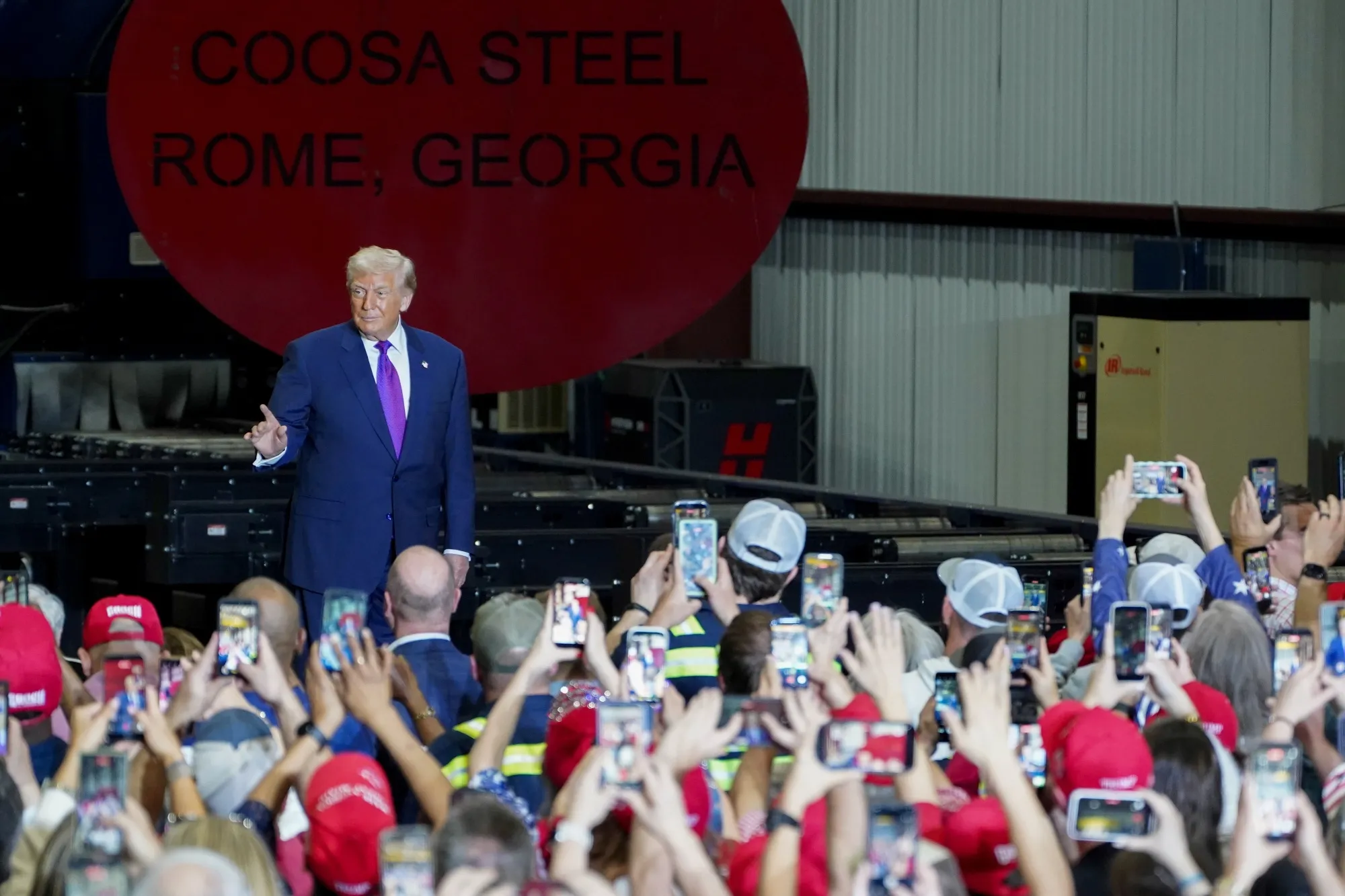 US President Donald Trump arrives for an event at the Coosa Steel Corporation in Rome, Georgia, on Feb. 19&nbsp;