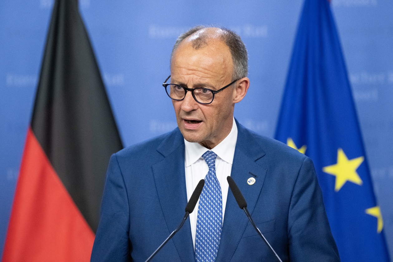 German Chancellor Friedrich Merz Photographer: John Thys/AFP/Getty Images