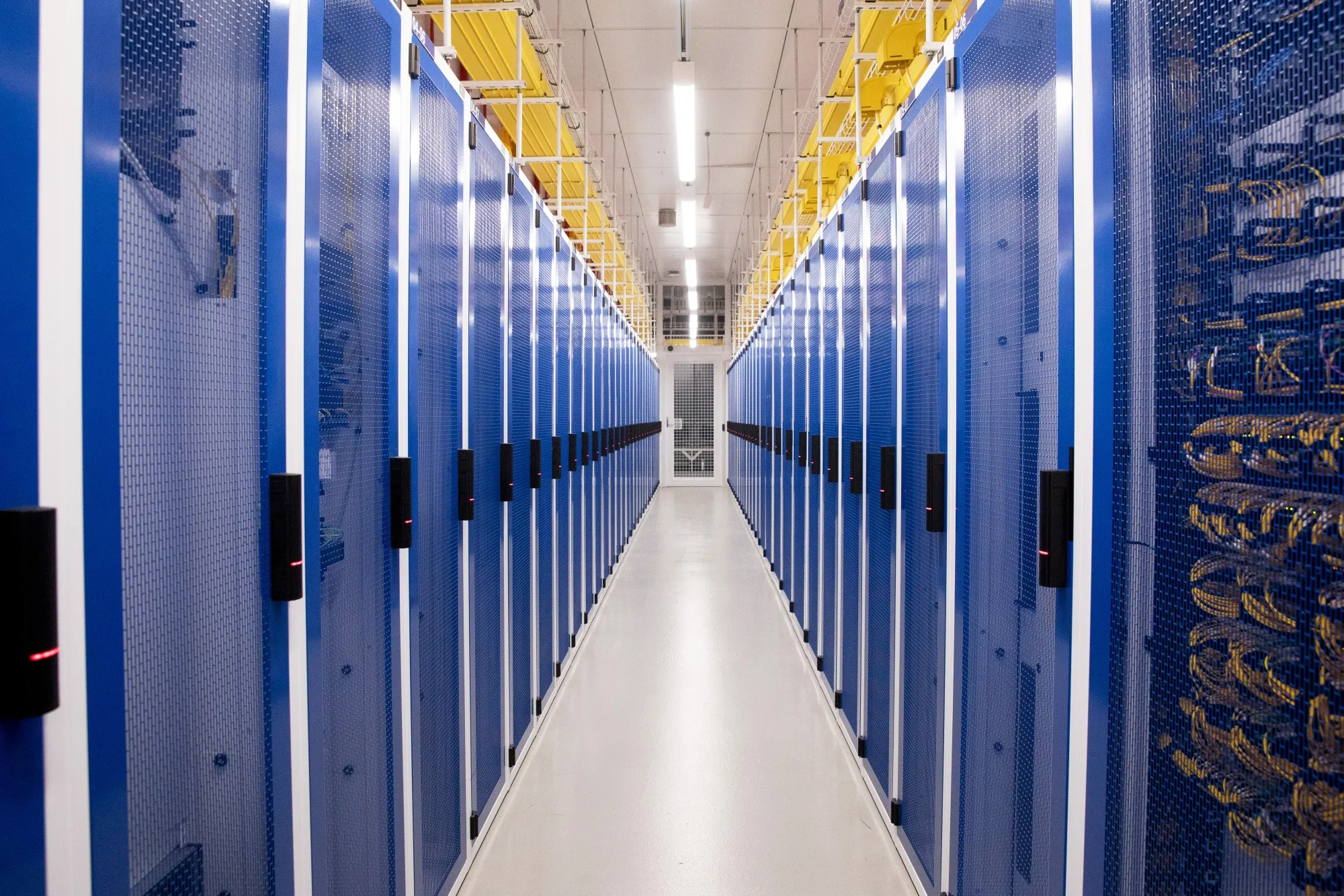 Cabinets housing servers inside a data center.