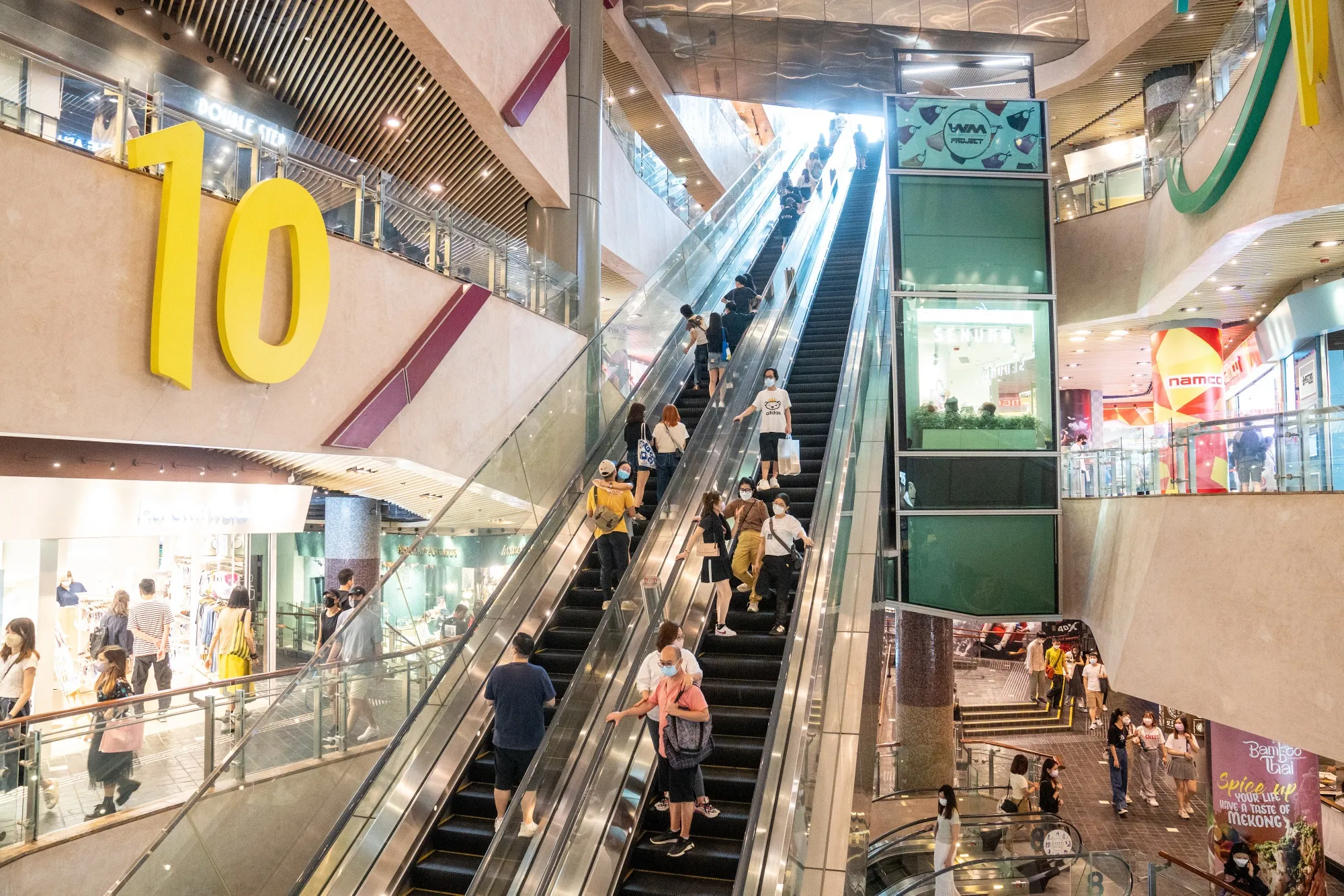 A shopping mall in the Mong Kok district of Hong Kong.