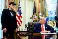 President Trump Holds Press Conference With Musk As He Departs DOGE