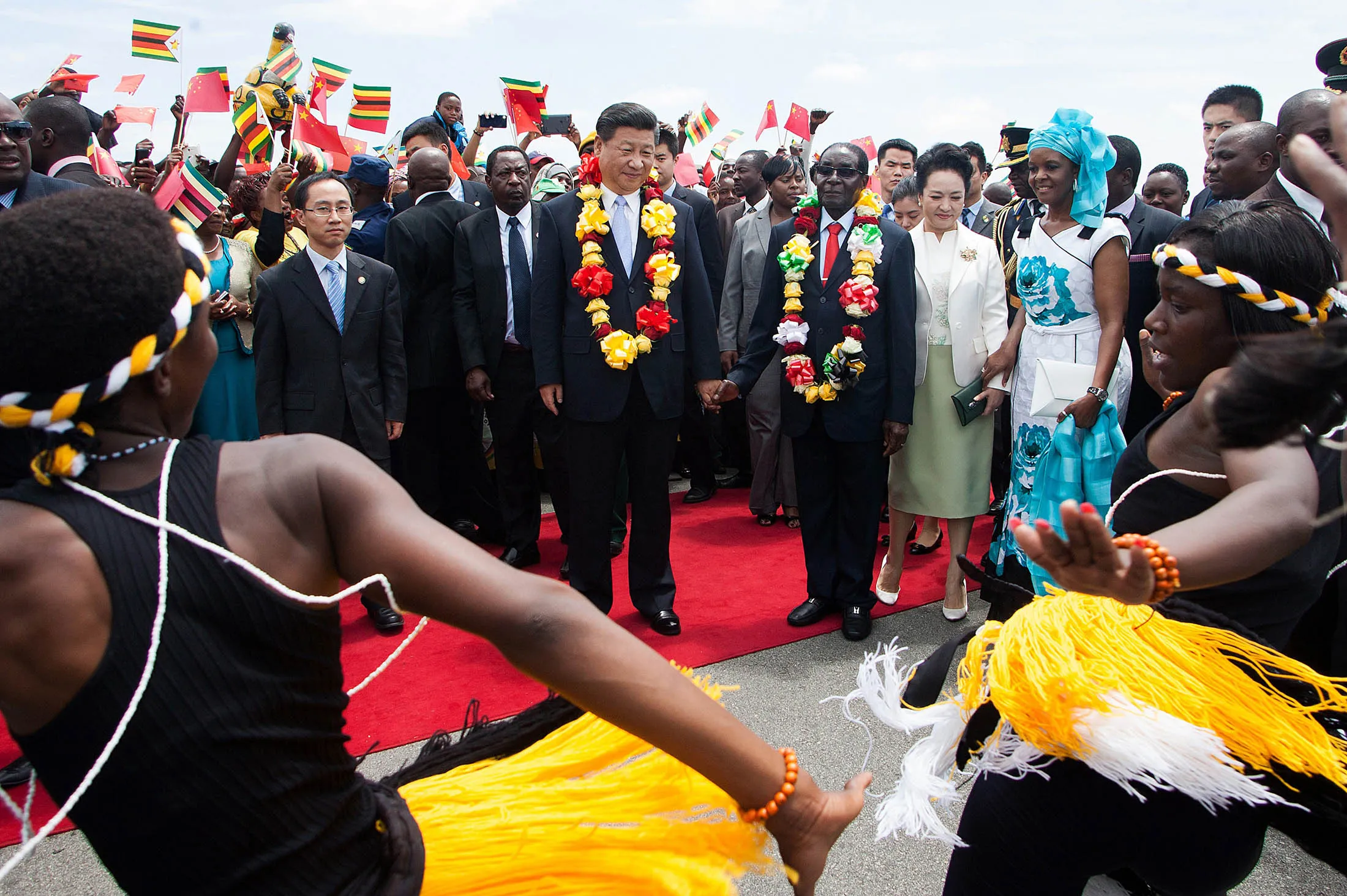 Chinese President Xi Jinping arrives for a visit in Harare.
