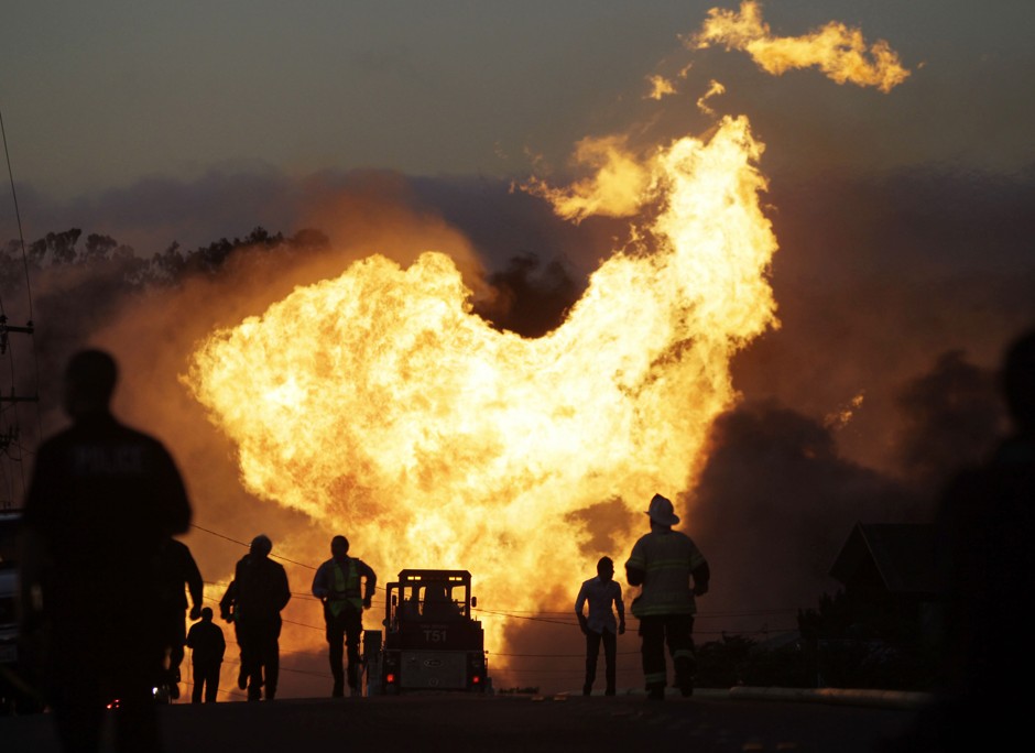Sept. 9, 2010: A fire caused by an natural gas pipeline accident roars through San Bruno, California.