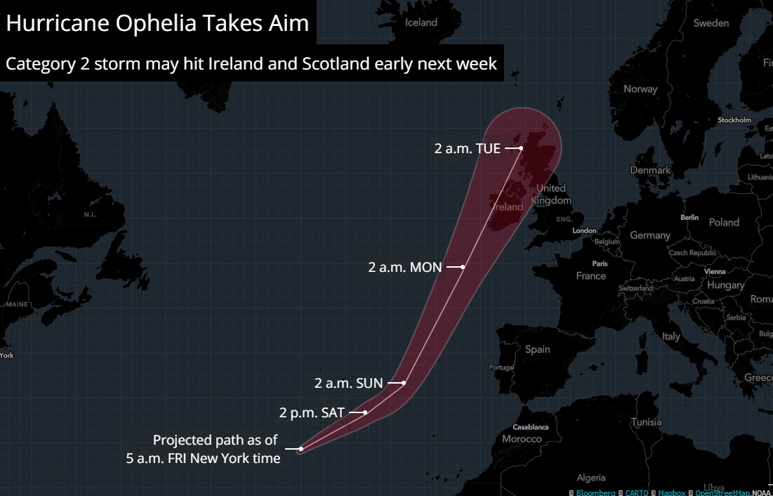 Ophelia May Become Ireland s Strongest Storm Since 61 BloombergNEF