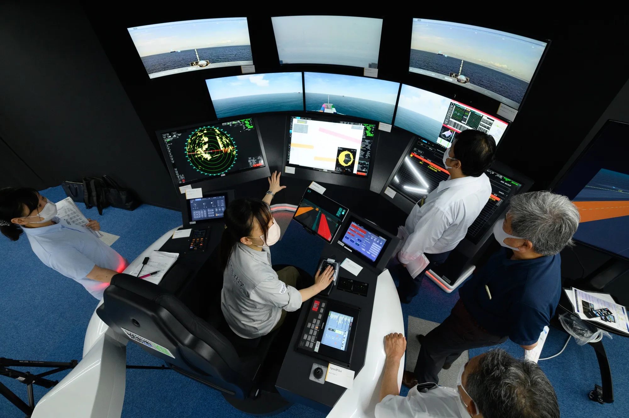 A simulation at a support center for the Nippon Foundation-backed autonomous vessel project.