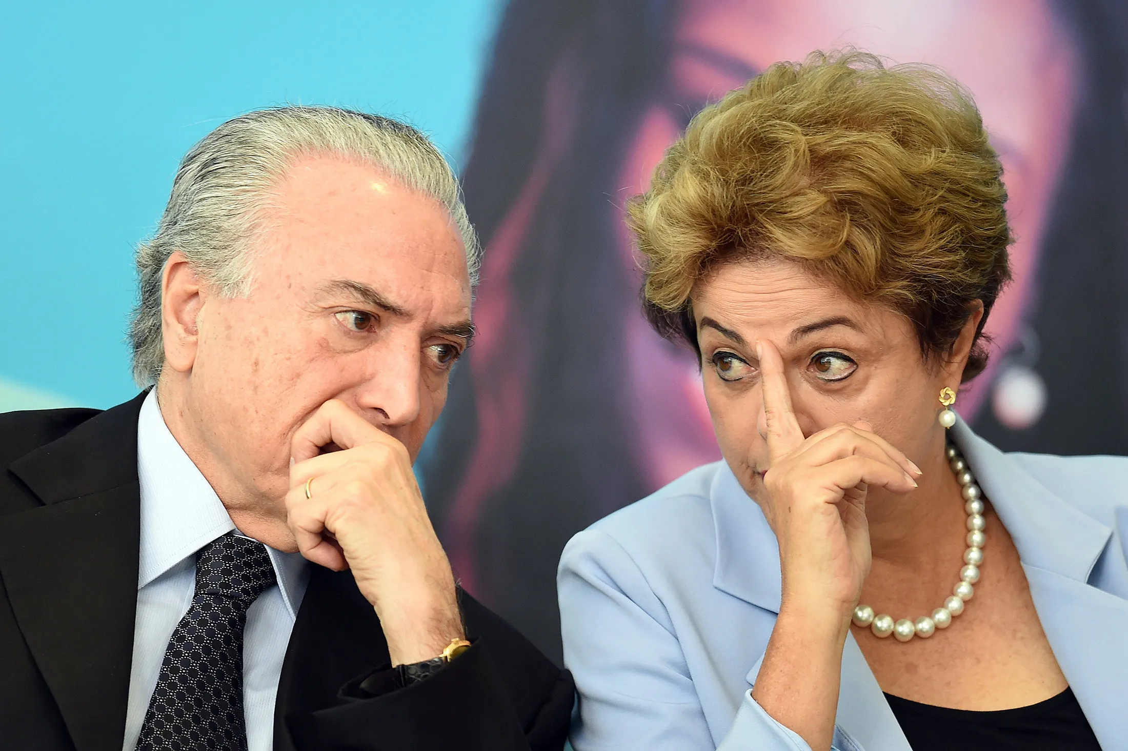 Michel Temer and Dilma Rousseff. Photographer: Evaristo Sa/AFP via Getty Images

