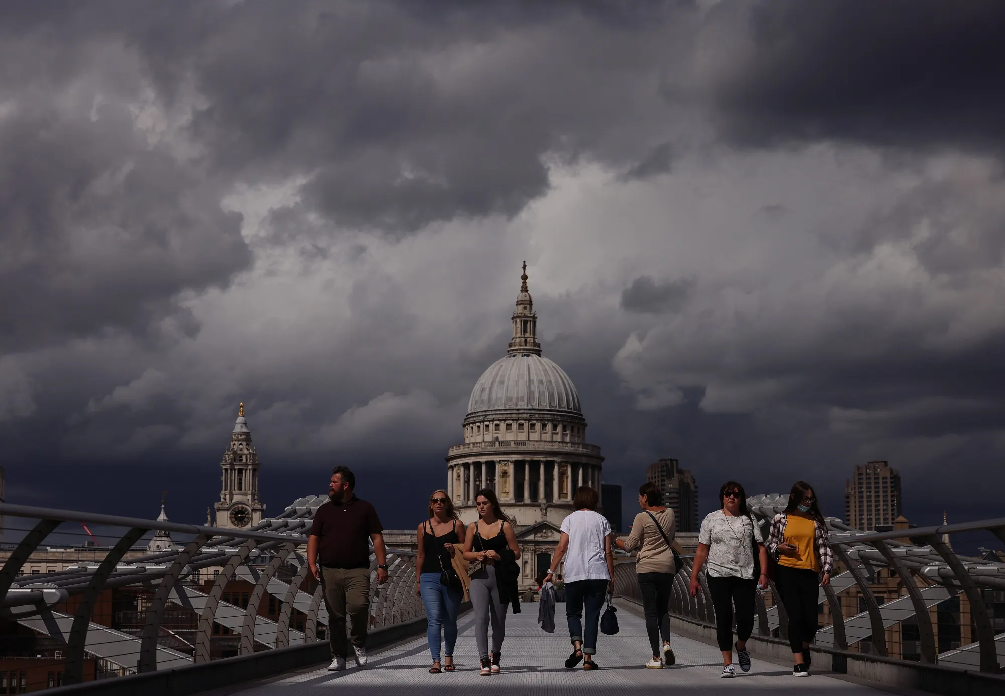 Dark clouds over the City of London.&nbsp;