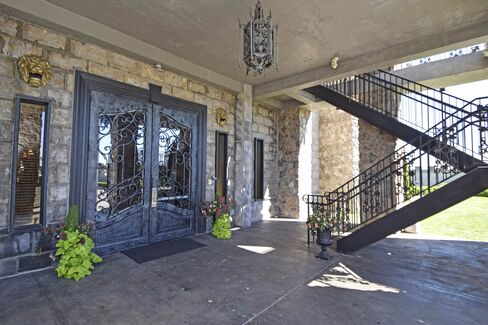 Period-style chandeliers and light fixtures, inside and out.