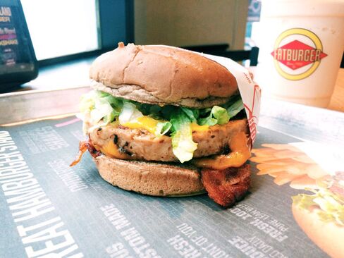 Fatburger's Hypocrite Burger, a veggie patty with bacon.
