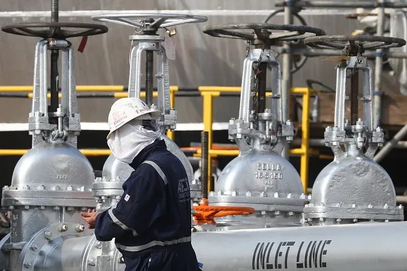 An Aramco oil processing facility at the Abqaiq oil field.&nbsp;