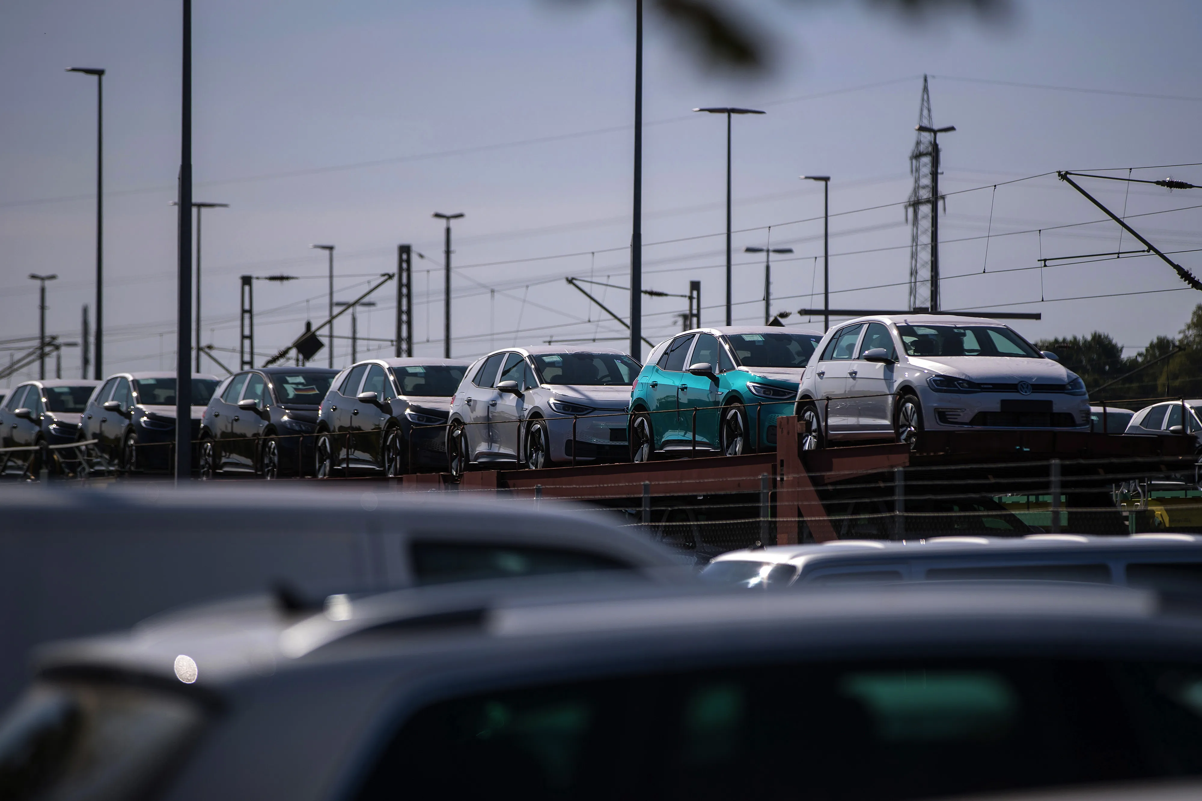 New Volkswagen AG ID.3 electric automobiles are shipped&nbsp;from the the Volkswagen plant&nbsp;in Zwickau, Germany.