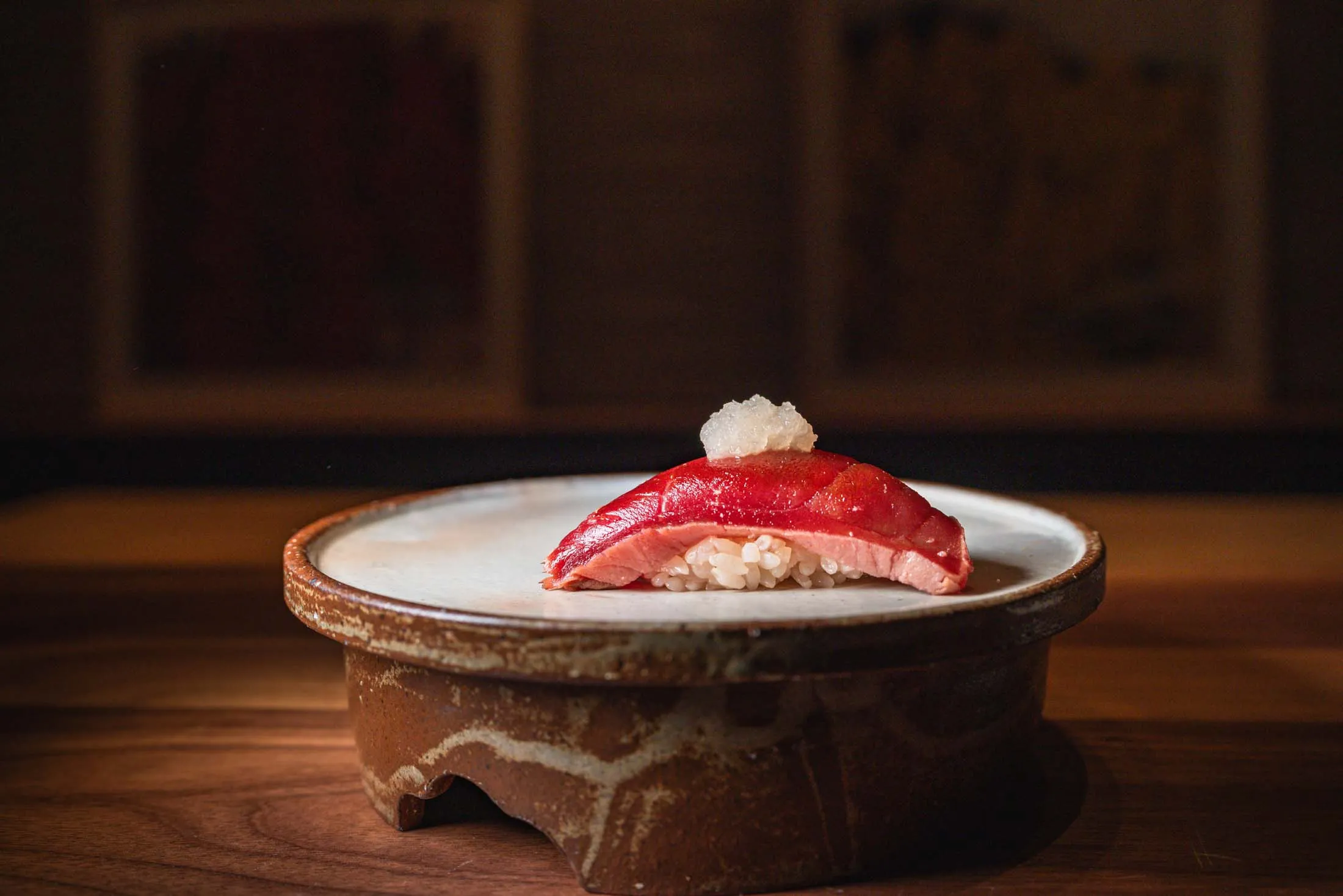 Marinated tuna (akami zuke) in Kinjo in Dumbo.&nbsp;