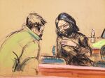 Ghislaine Maxwell, right, in this courtroom sketch from her trial&nbsp;in New York, on Dec.&nbsp;2.&nbsp;